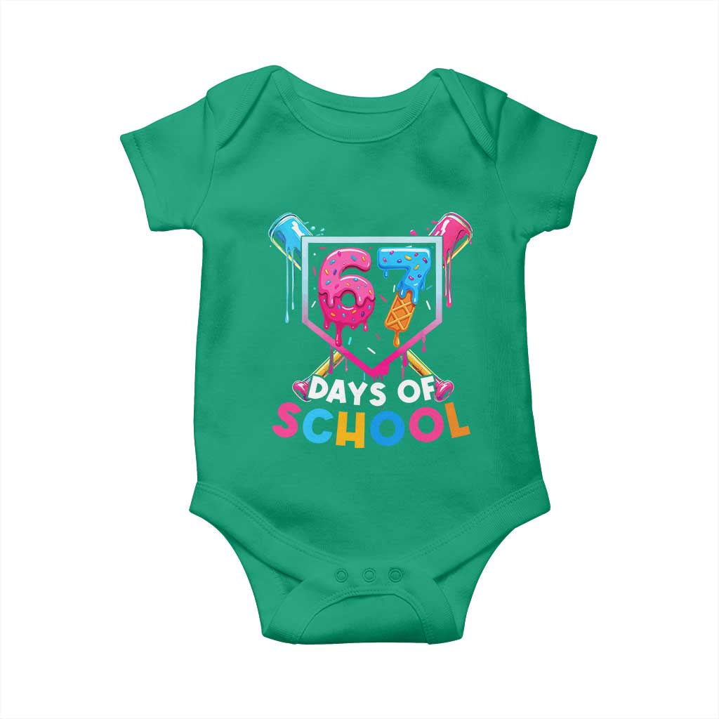 Funny 67 Days Of School Baseball Drip Baby Onesie Six Seven Meme Gen Alpha - Wonder Print Shop