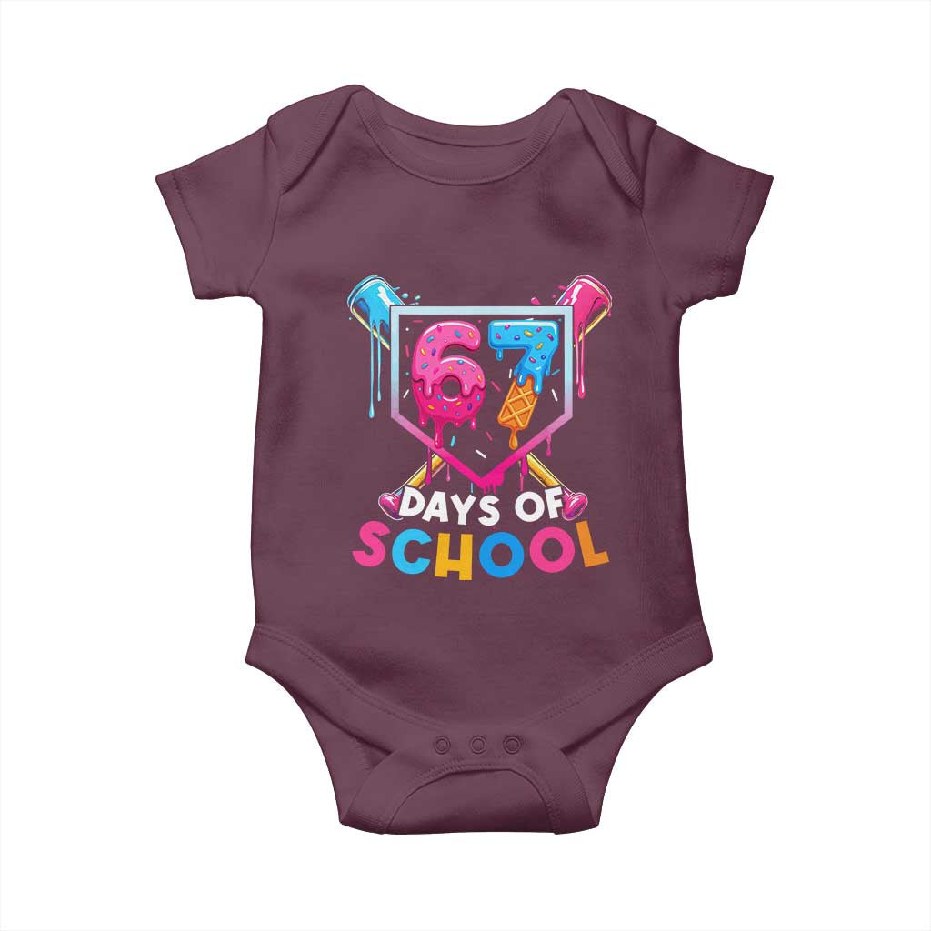 Funny 67 Days Of School Baseball Drip Baby Onesie Six Seven Meme Gen Alpha - Wonder Print Shop