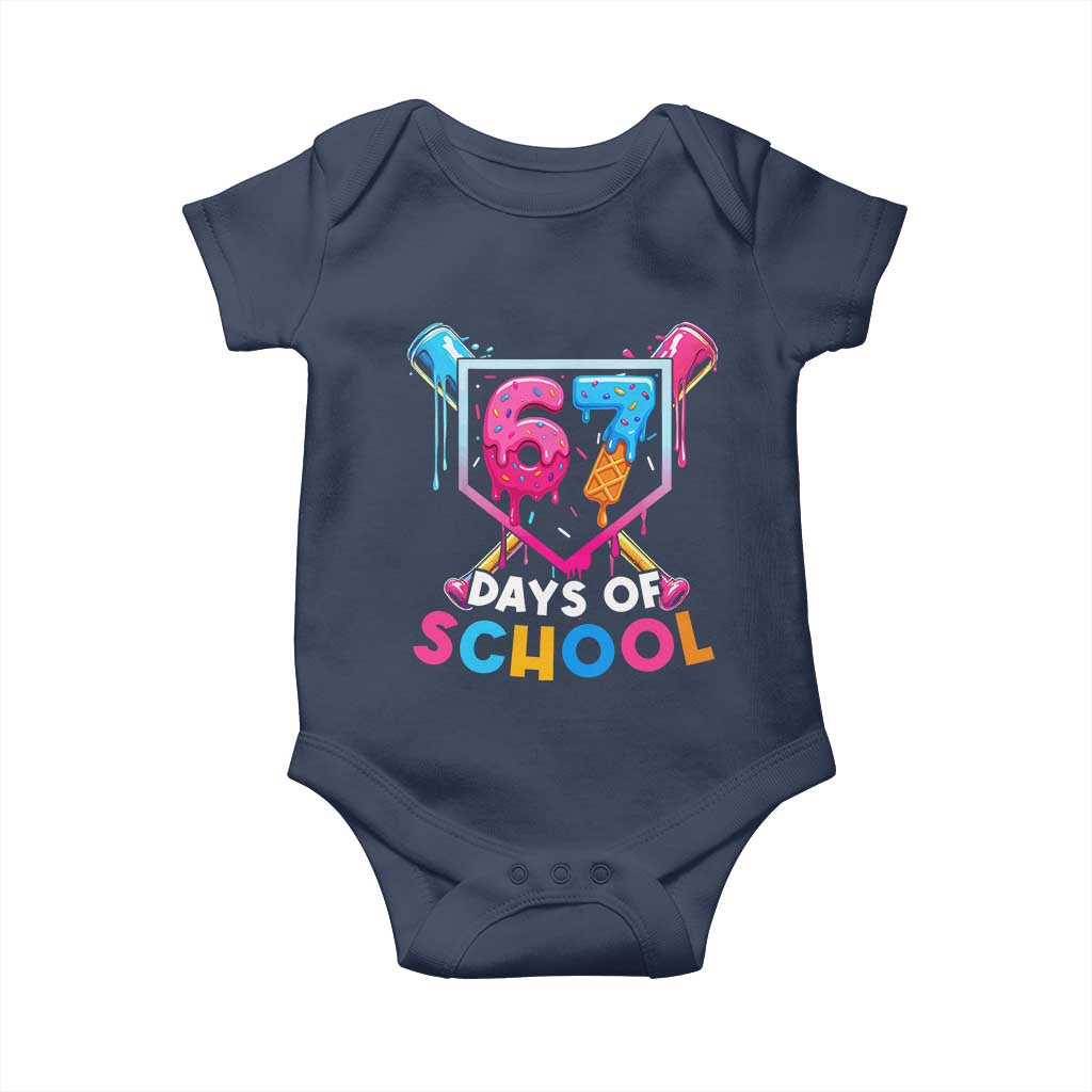 Funny 67 Days Of School Baseball Drip Baby Onesie Six Seven Meme Gen Alpha - Wonder Print Shop