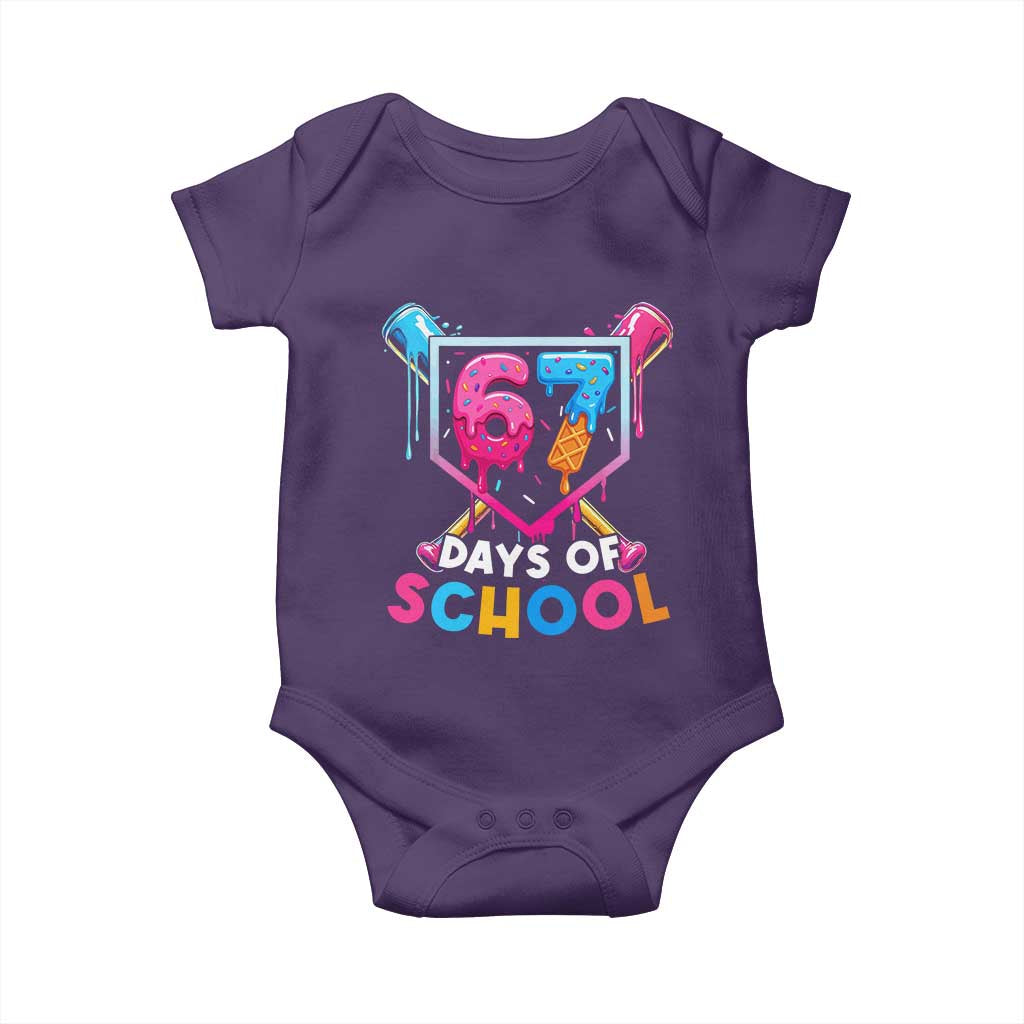 Funny 67 Days Of School Baseball Drip Baby Onesie Six Seven Meme Gen Alpha - Wonder Print Shop