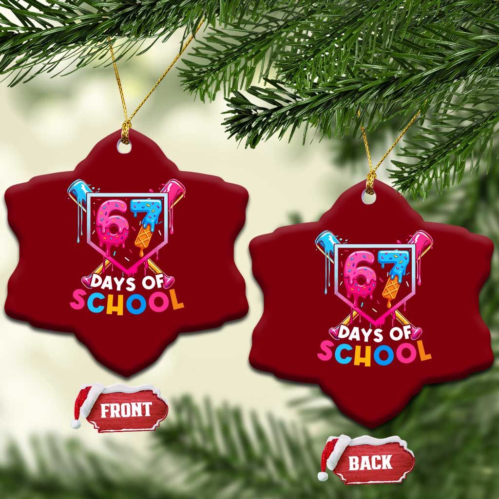 Funny 67 Days Of School Baseball Drip Ceramic Ornament Six Seven Meme Gen Alpha - Wonder Print Shop