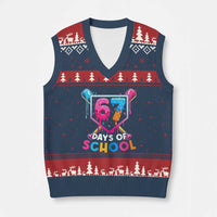 Funny 67 Days Of School Baseball Drip V-Neck Knit Sweater Vest Six Seven Meme Gen Alpha - Wonder Print Shop