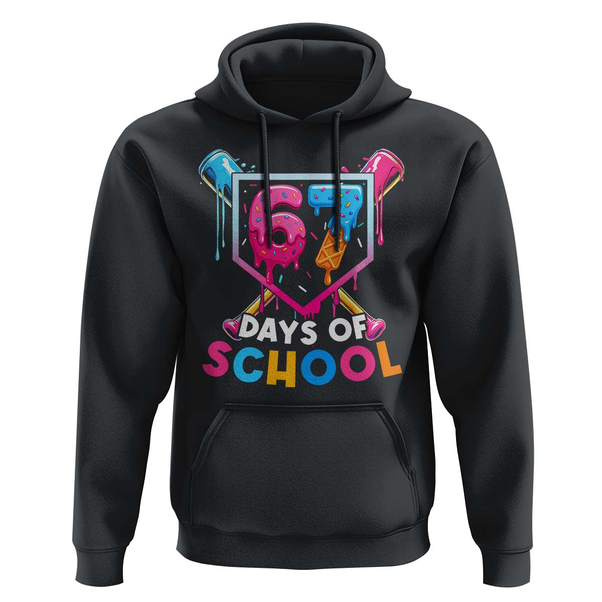 Funny 67 Days Of School Baseball Drip Hoodie Six Seven Meme Gen Alpha - Wonder Print Shop