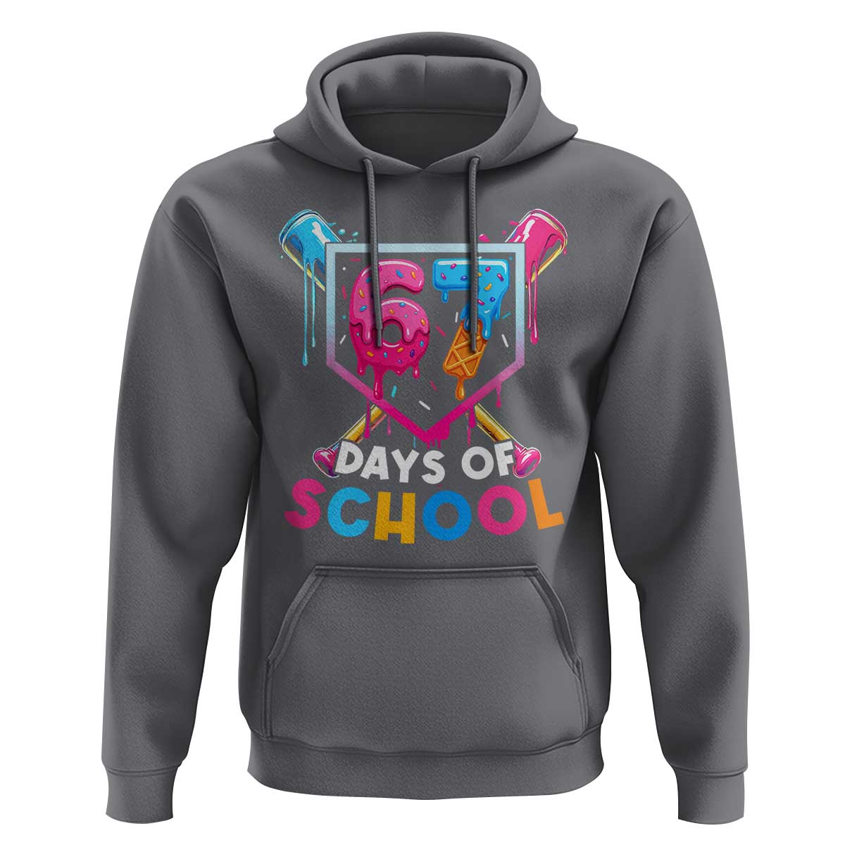 Funny 67 Days Of School Baseball Drip Hoodie Six Seven Meme Gen Alpha - Wonder Print Shop