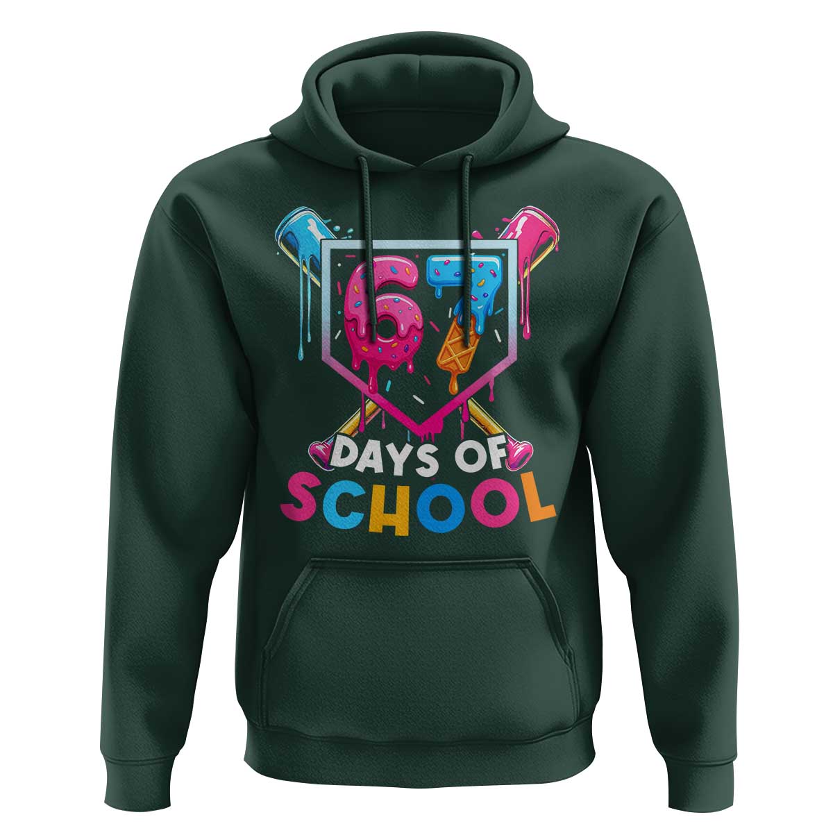 Funny 67 Days Of School Baseball Drip Hoodie Six Seven Meme Gen Alpha - Wonder Print Shop