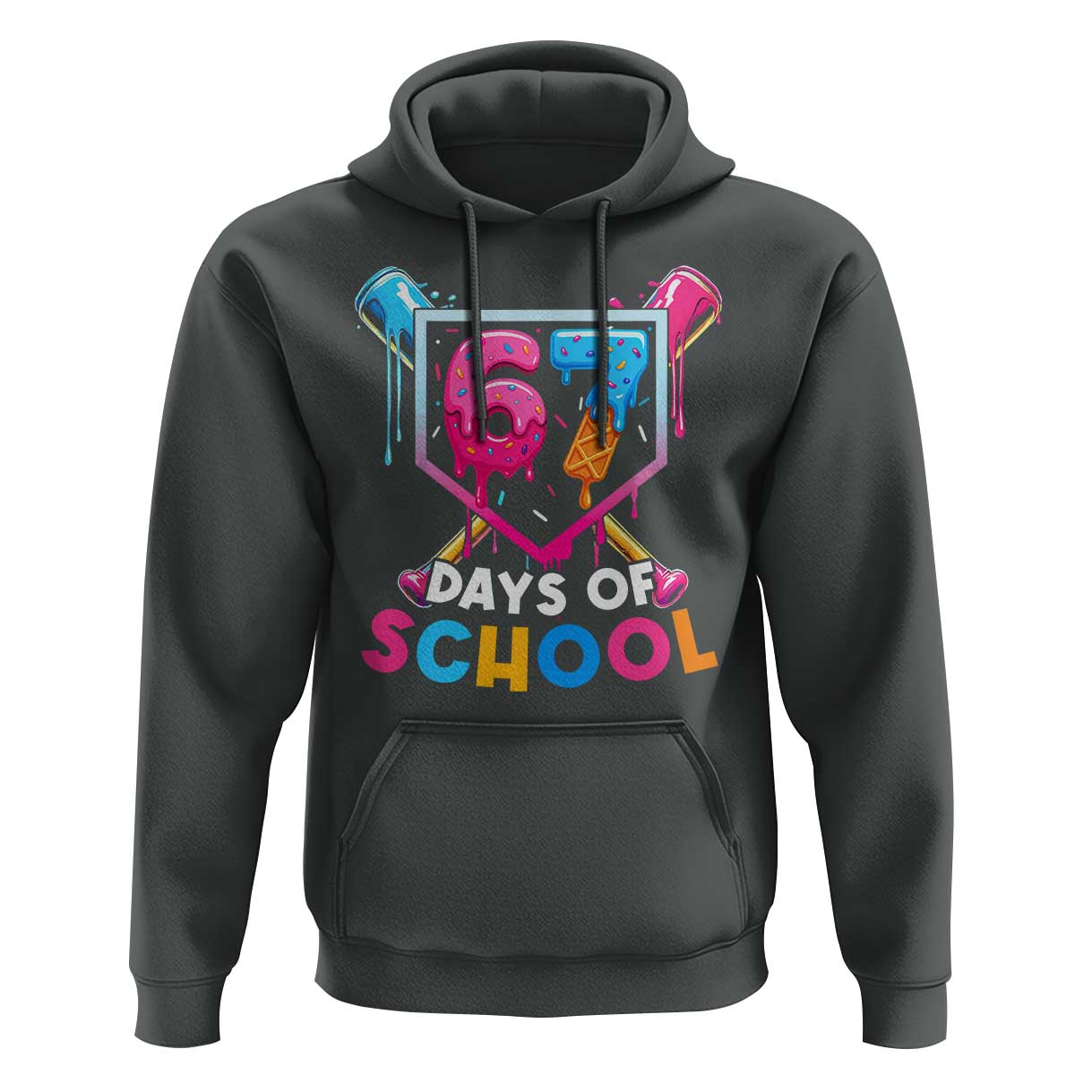 Funny 67 Days Of School Baseball Drip Hoodie Six Seven Meme Gen Alpha - Wonder Print Shop