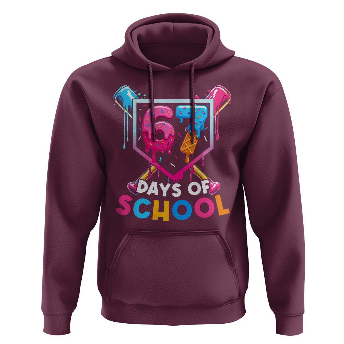 Funny 67 Days Of School Baseball Drip Hoodie Six Seven Meme Gen Alpha - Wonder Print Shop