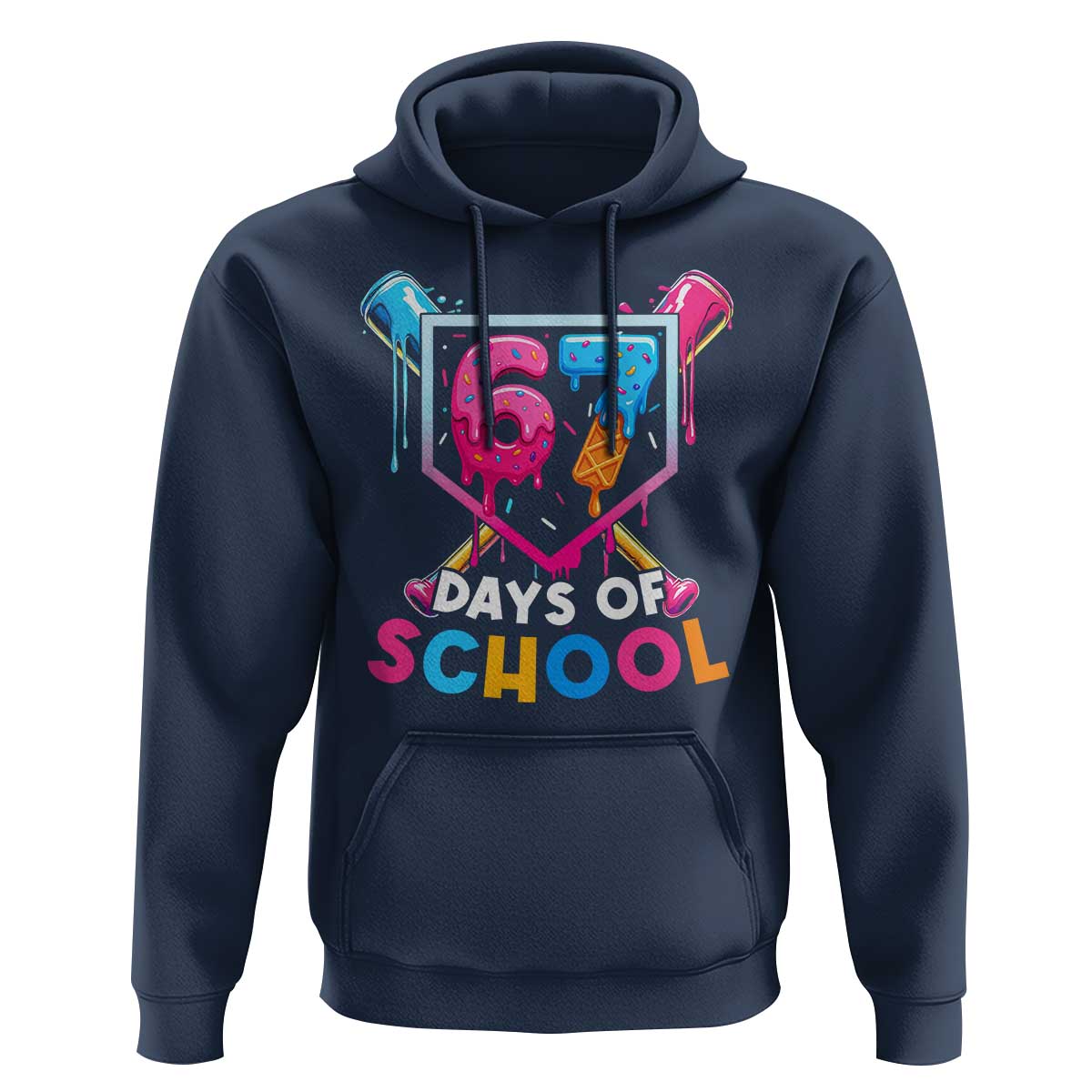 Funny 67 Days Of School Baseball Drip Hoodie Six Seven Meme Gen Alpha - Wonder Print Shop