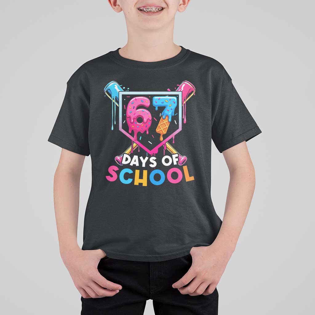 Funny 67 Days Of School Baseball Drip T Shirt For Kid Six Seven Meme Gen Alpha - Wonder Print Shop