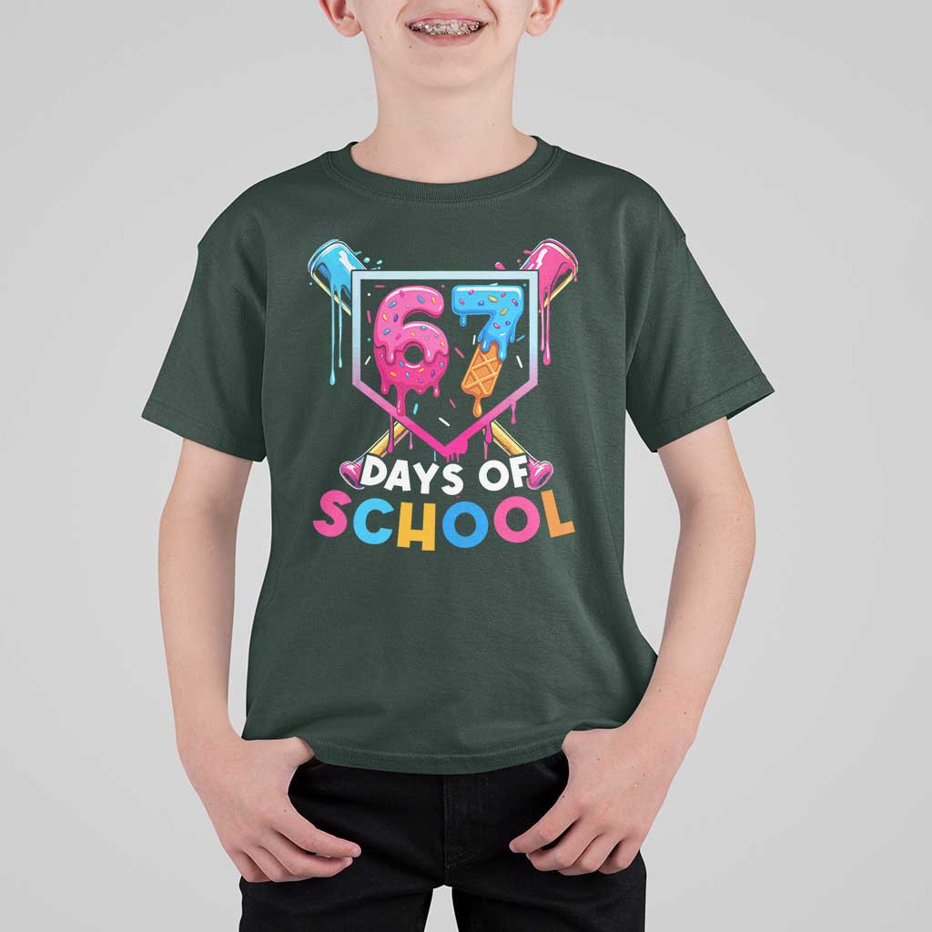 Funny 67 Days Of School Baseball Drip T Shirt For Kid Six Seven Meme Gen Alpha - Wonder Print Shop