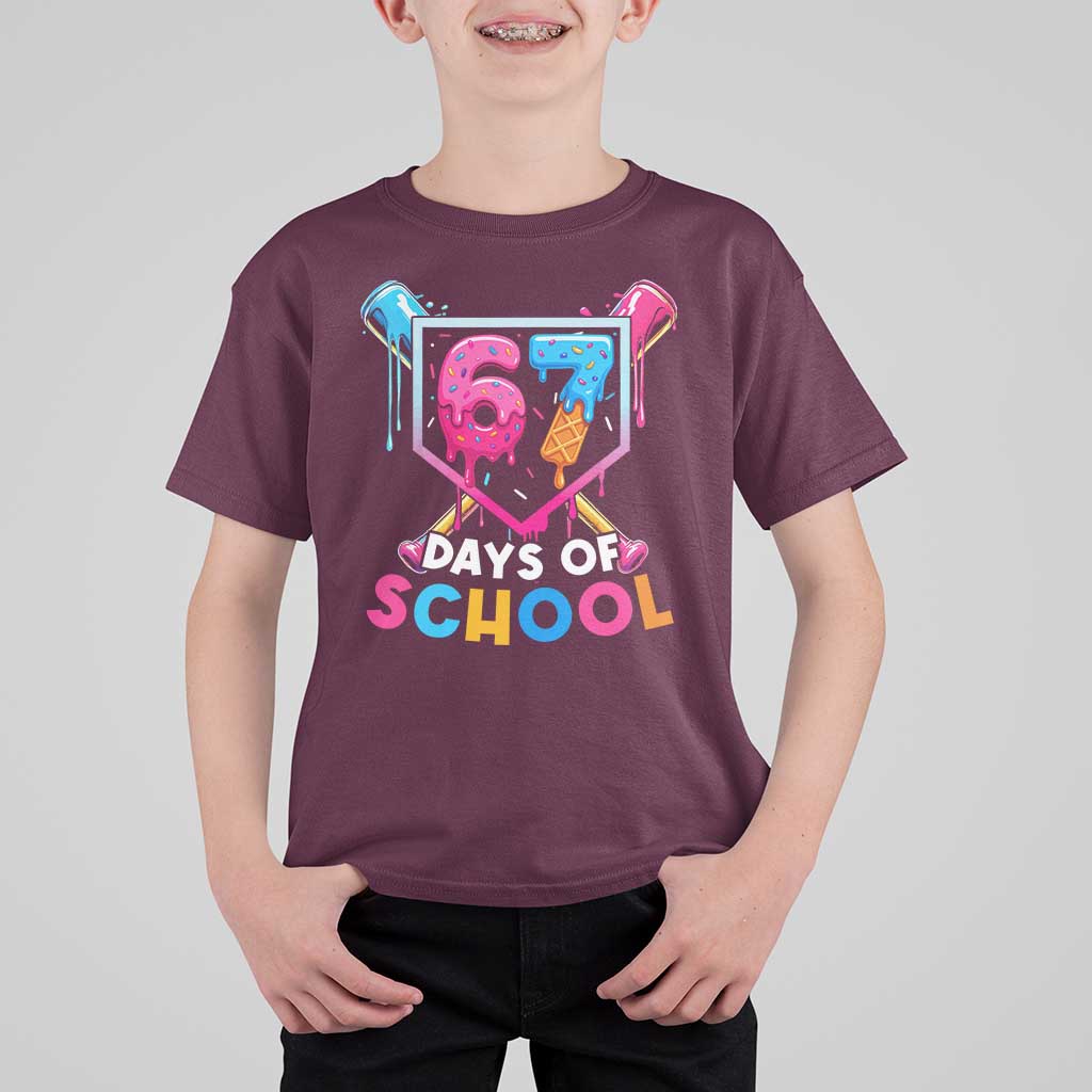 Funny 67 Days Of School Baseball Drip T Shirt For Kid Six Seven Meme Gen Alpha - Wonder Print Shop