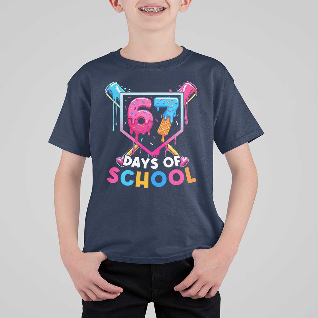 Funny 67 Days Of School Baseball Drip T Shirt For Kid Six Seven Meme Gen Alpha - Wonder Print Shop
