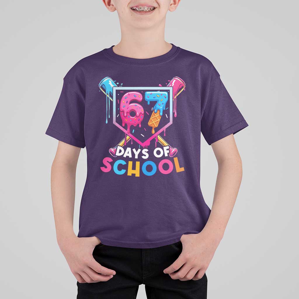 Funny 67 Days Of School Baseball Drip T Shirt For Kid Six Seven Meme Gen Alpha - Wonder Print Shop