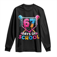 Funny 67 Days Of School Baseball Drip Long Sleeve Shirt Six Seven Meme Gen Alpha - Wonder Print Shop