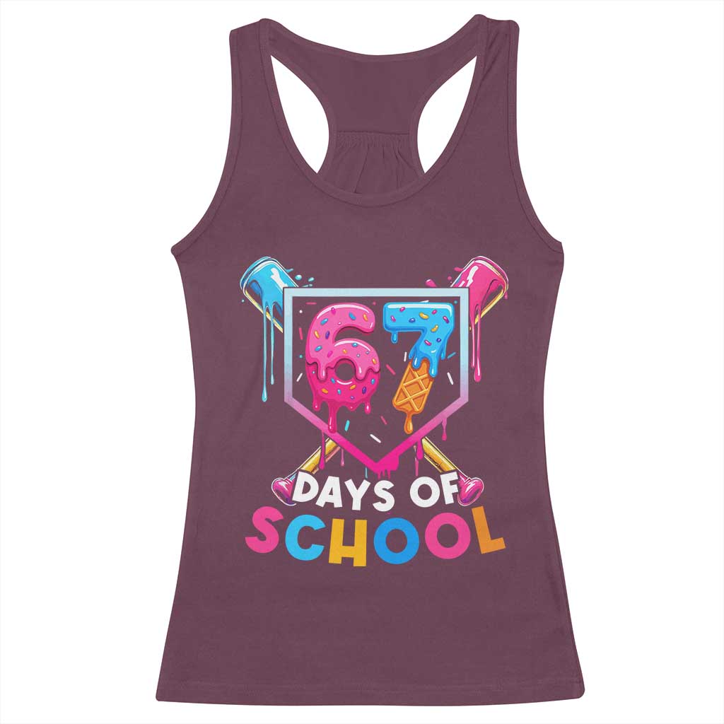 Funny 67 Days Of School Baseball Drip Racerback Tank Top Six Seven Meme Gen Alpha - Wonder Print Shop