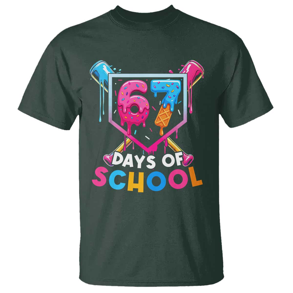 Funny 67 Days Of School Baseball Drip T Shirt Six Seven Meme Gen Alpha - Wonder Print Shop