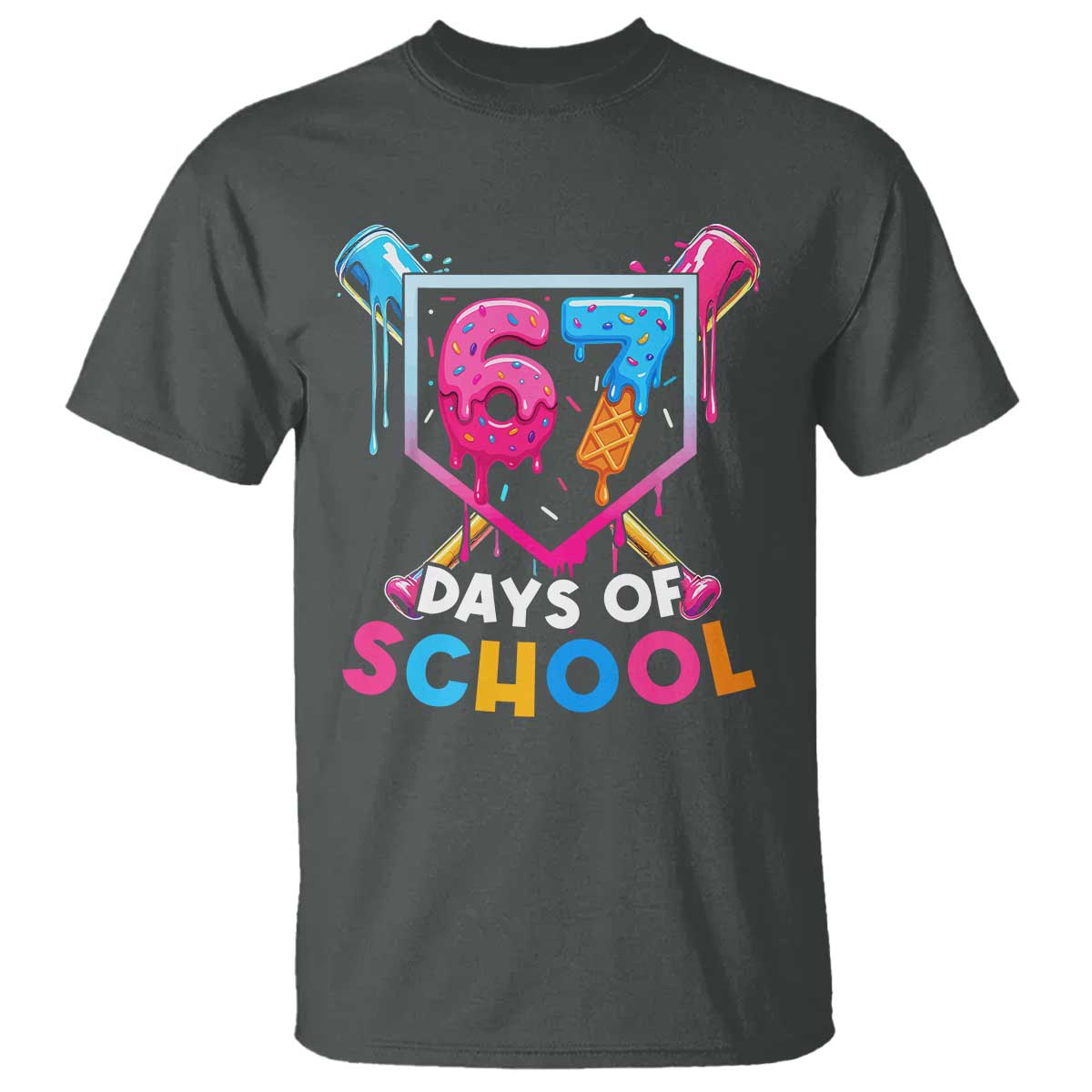 Funny 67 Days Of School Baseball Drip T Shirt Six Seven Meme Gen Alpha - Wonder Print Shop