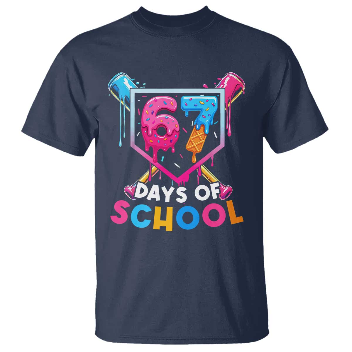 Funny 67 Days Of School Baseball Drip T Shirt Six Seven Meme Gen Alpha - Wonder Print Shop