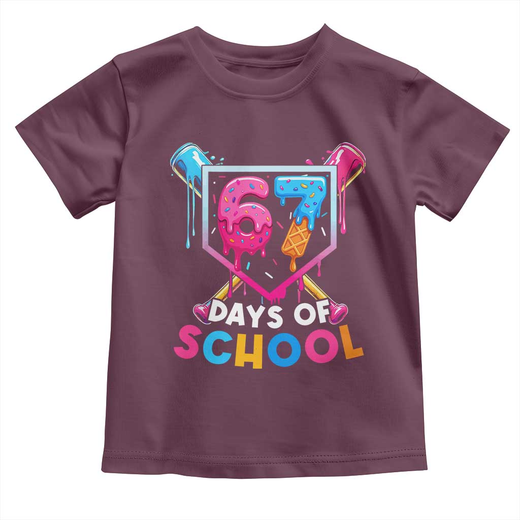 Funny 67 Days Of School Baseball Drip Toddler T Shirt Six Seven Meme Gen Alpha - Wonder Print Shop