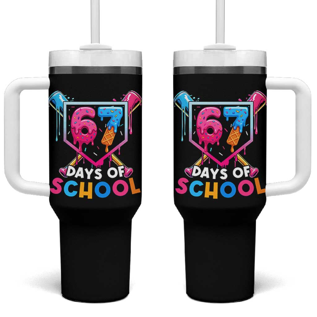 Funny 67 Days Of School Baseball Drip Tumbler With Handle Six Seven Meme Gen Alpha - Wonder Print Shop