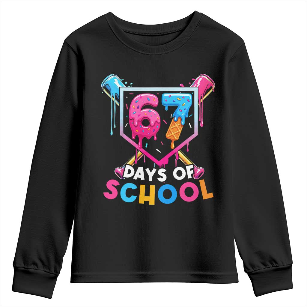 Funny 67 Days Of School Baseball Drip Youth Sweatshirt Six Seven Meme Gen Alpha - Wonder Print Shop