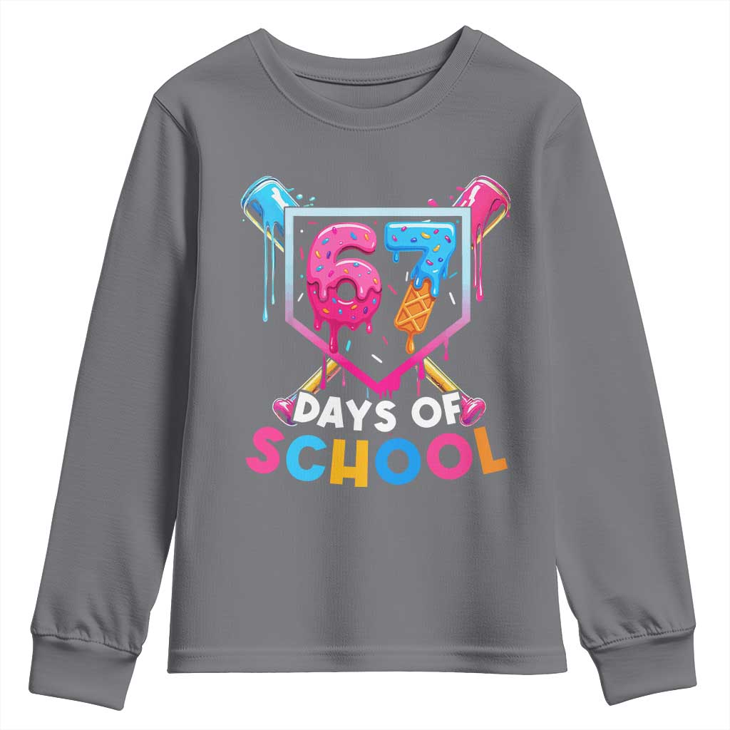 Funny 67 Days Of School Baseball Drip Youth Sweatshirt Six Seven Meme Gen Alpha - Wonder Print Shop