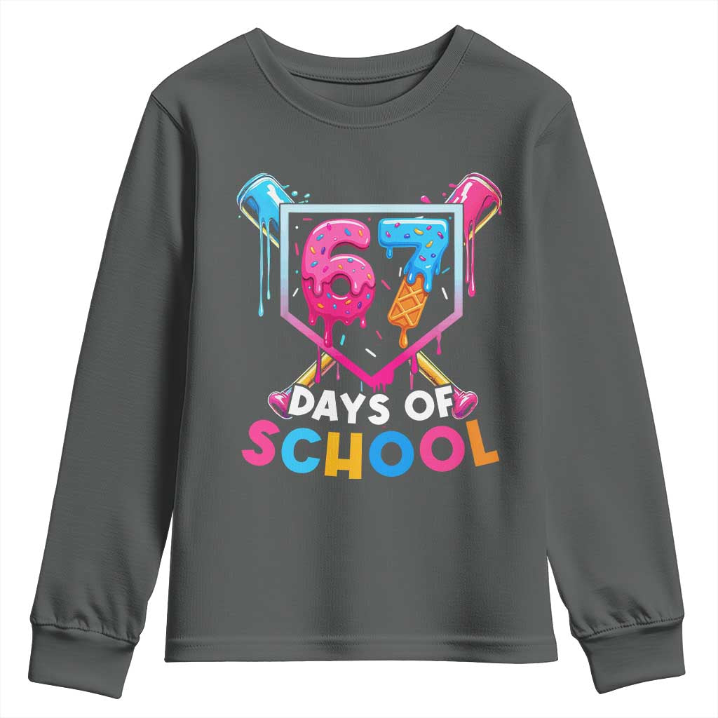 Funny 67 Days Of School Baseball Drip Youth Sweatshirt Six Seven Meme Gen Alpha - Wonder Print Shop