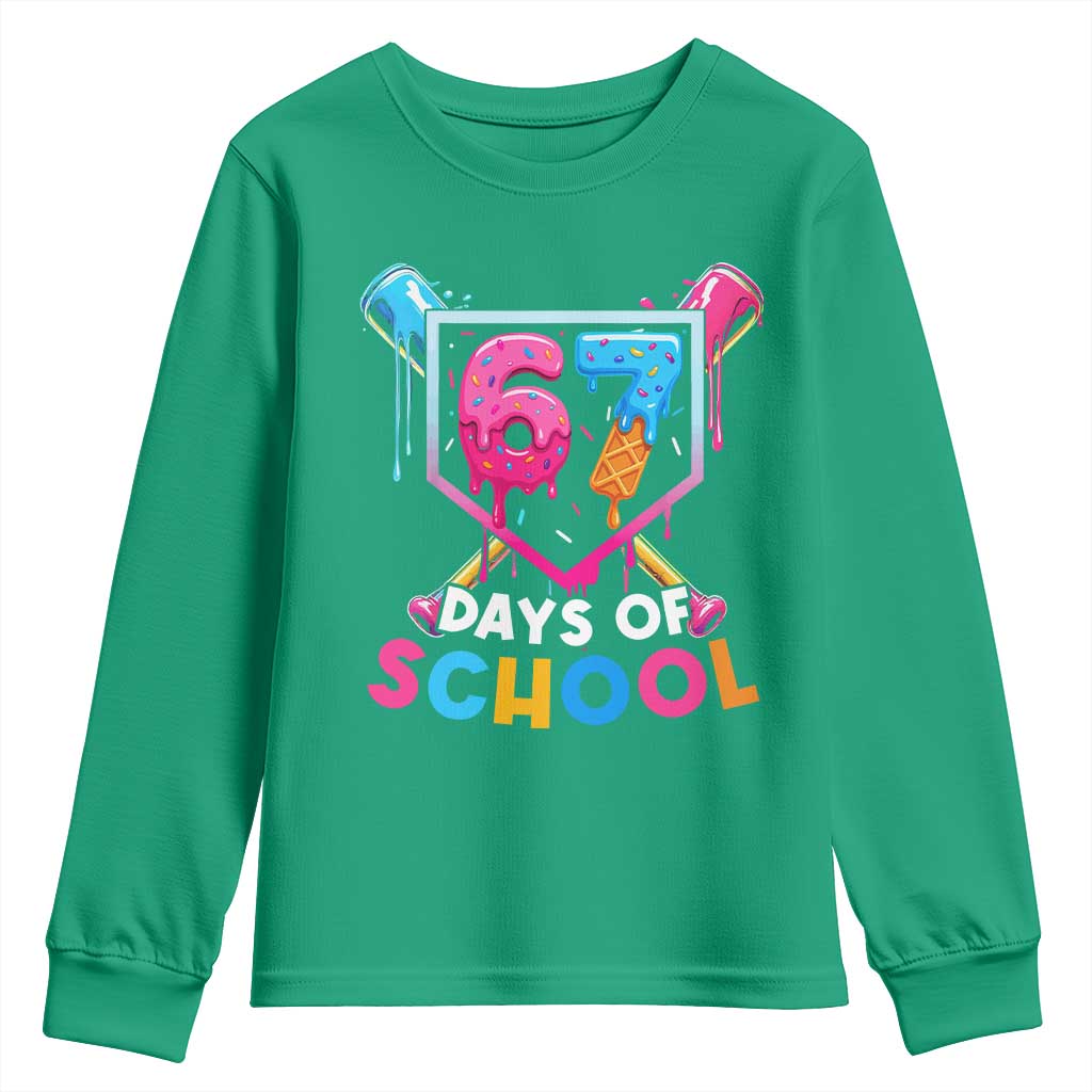 Funny 67 Days Of School Baseball Drip Youth Sweatshirt Six Seven Meme Gen Alpha - Wonder Print Shop