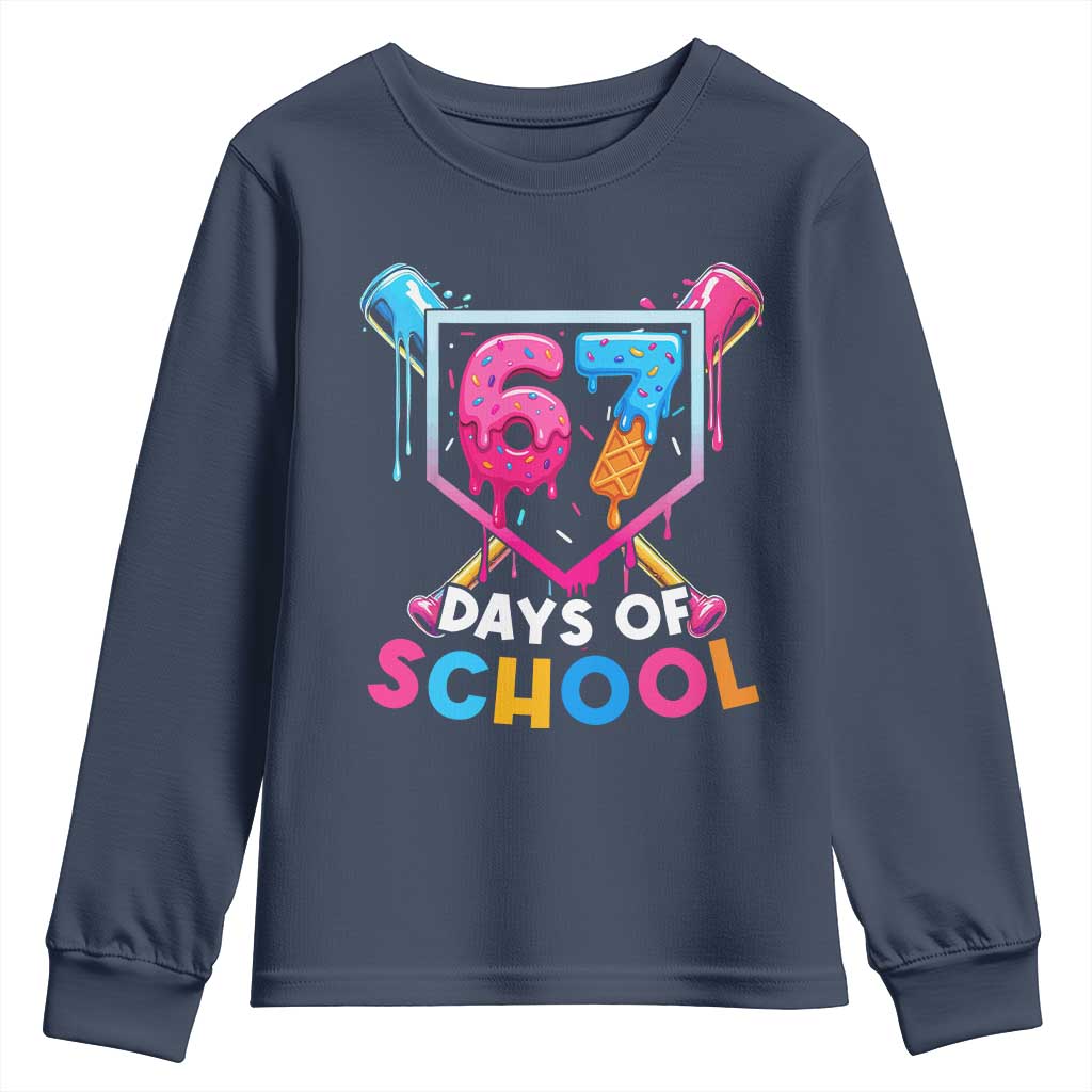 Funny 67 Days Of School Baseball Drip Youth Sweatshirt Six Seven Meme Gen Alpha - Wonder Print Shop