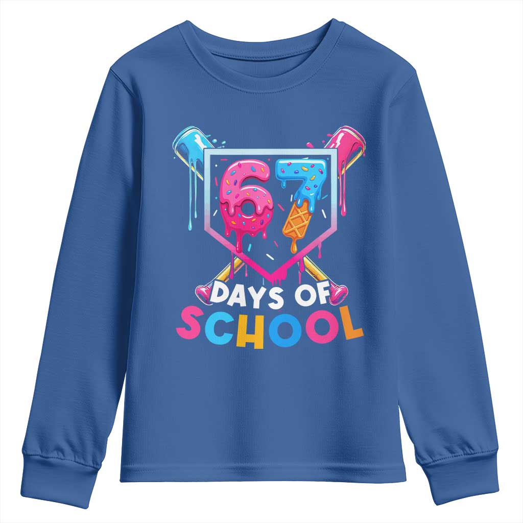 Funny 67 Days Of School Baseball Drip Youth Sweatshirt Six Seven Meme Gen Alpha - Wonder Print Shop