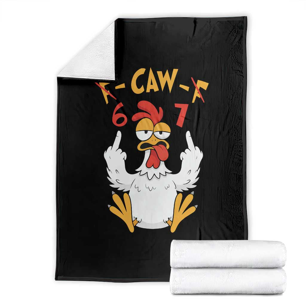 Funny F Caw F 67 Meme Throw Blanket Cartoon Chicken Six Seven Poultry Humor - Wonder Print Shop