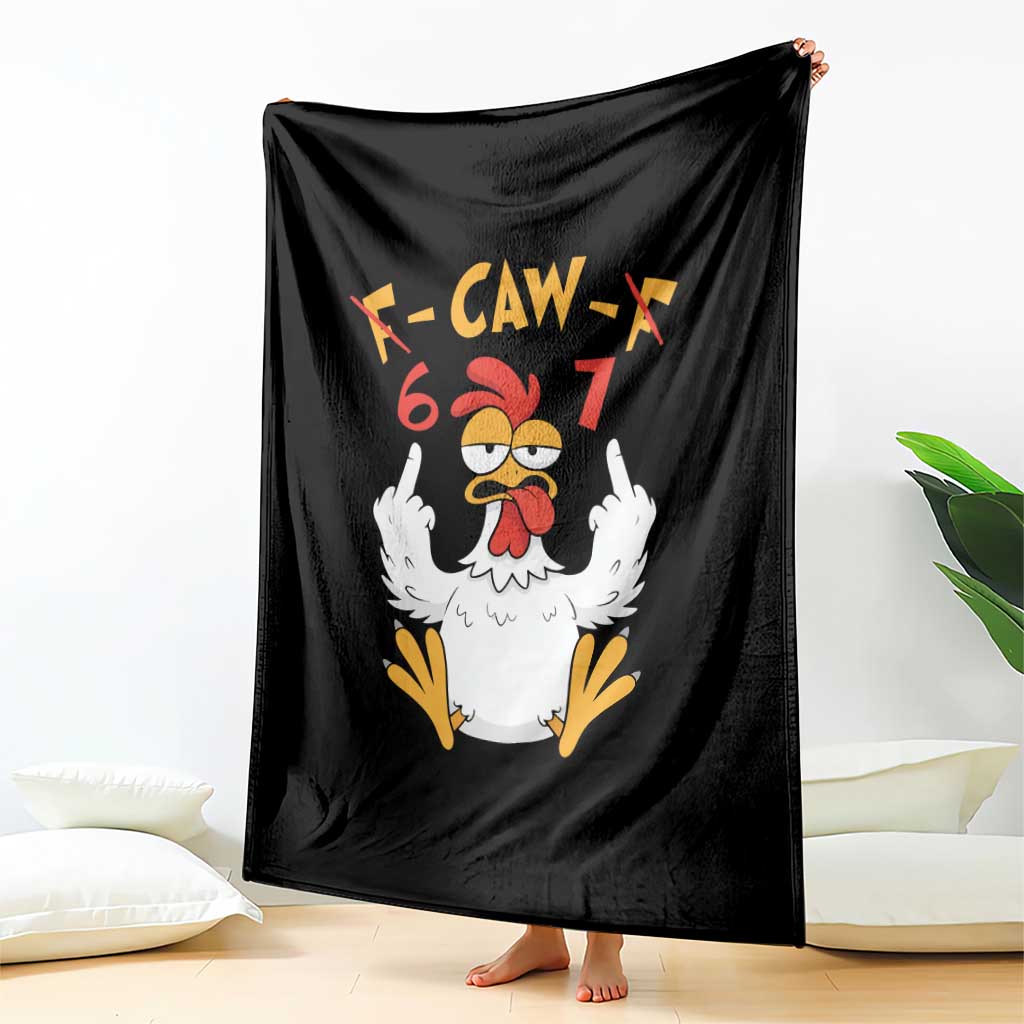 Funny F Caw F 67 Meme Throw Blanket Cartoon Chicken Six Seven Poultry Humor - Wonder Print Shop