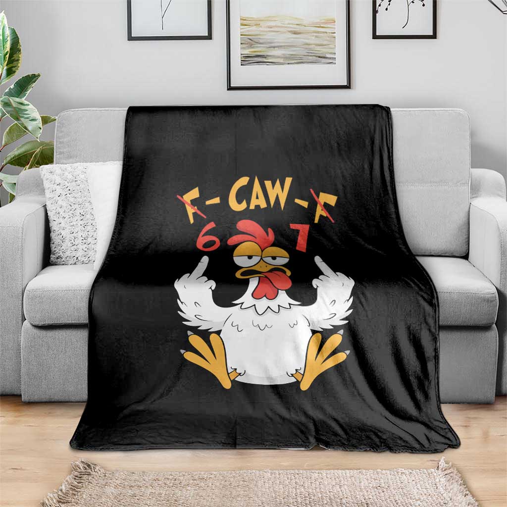 Funny F Caw F 67 Meme Throw Blanket Cartoon Chicken Six Seven Poultry Humor - Wonder Print Shop