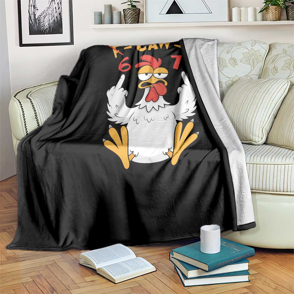 Funny F Caw F 67 Meme Throw Blanket Cartoon Chicken Six Seven Poultry Humor - Wonder Print Shop