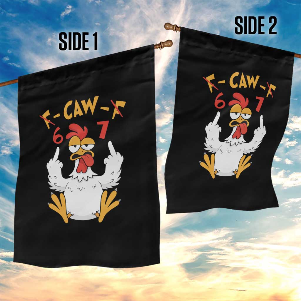 Funny F Caw F 67 Meme Garden Flag Cartoon Chicken Six Seven Poultry Humor - Wonder Print Shop