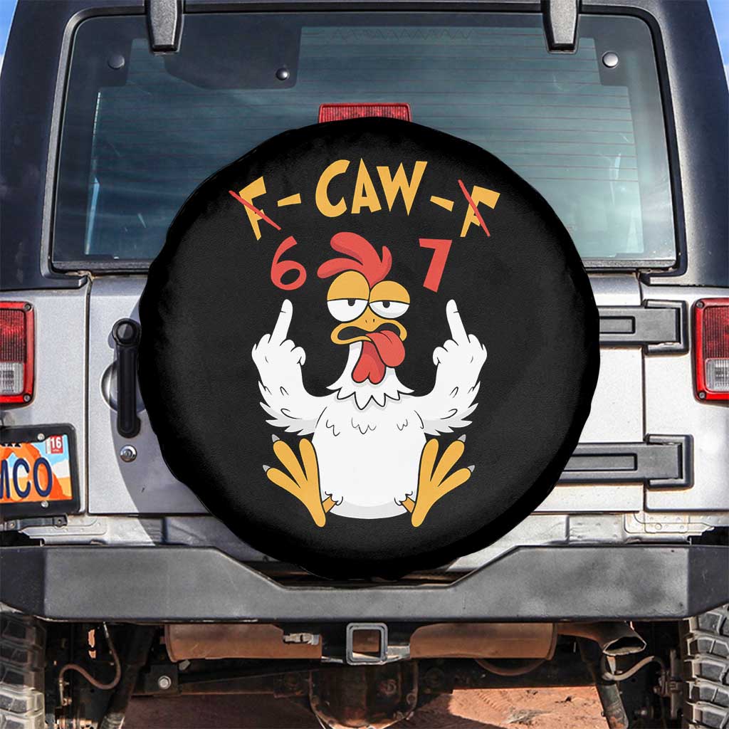 Funny F Caw F 67 Meme Spare Tire Cover Cartoon Chicken Six Seven Poultry Humor - Wonder Print Shop