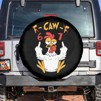 Funny F Caw F 67 Meme Spare Tire Cover Cartoon Chicken Six Seven Poultry Humor - Wonder Print Shop