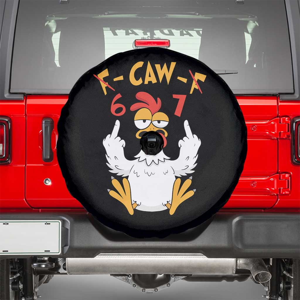 Funny F Caw F 67 Meme Spare Tire Cover Cartoon Chicken Six Seven Poultry Humor - Wonder Print Shop