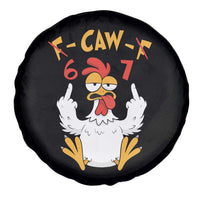 Funny F Caw F 67 Meme Spare Tire Cover Cartoon Chicken Six Seven Poultry Humor - Wonder Print Shop
