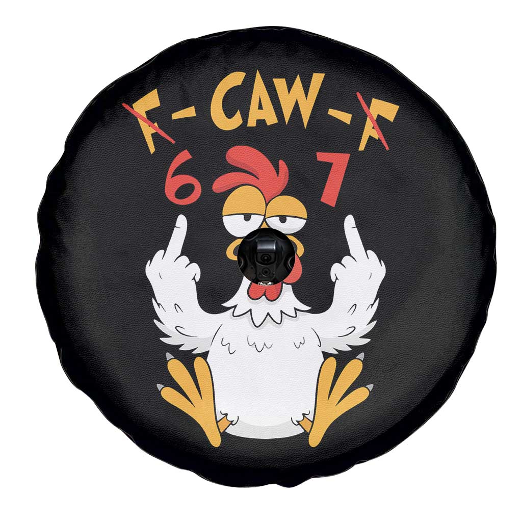 Funny F Caw F 67 Meme Spare Tire Cover Cartoon Chicken Six Seven Poultry Humor - Wonder Print Shop