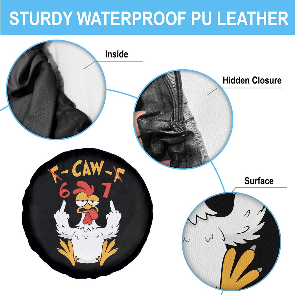 Funny F Caw F 67 Meme Spare Tire Cover Cartoon Chicken Six Seven Poultry Humor - Wonder Print Shop