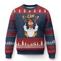 Funny F Caw F 67 Meme Ugly Christmas Sweater Cartoon Chicken Six Seven Poultry Humor - Wonder Print Shop