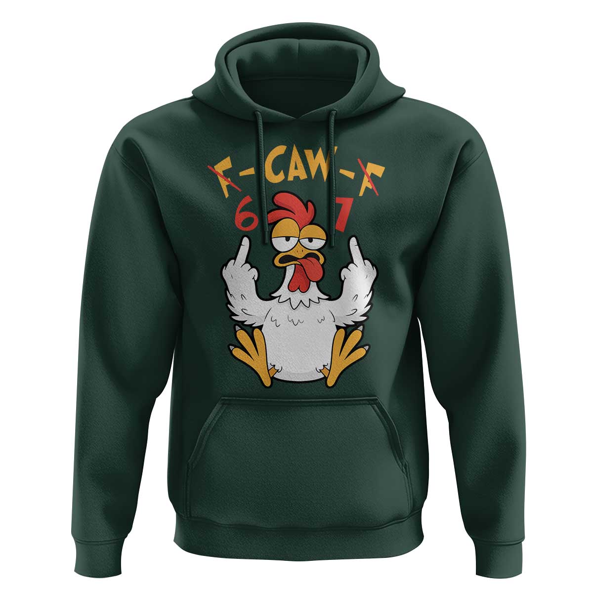Funny F Caw F 67 Meme Hoodie Cartoon Chicken Six Seven Poultry Humor - Wonder Print Shop