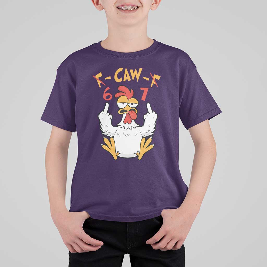 Funny F Caw F 67 Meme T Shirt For Kid Cartoon Chicken Six Seven Poultry Humor - Wonder Print Shop