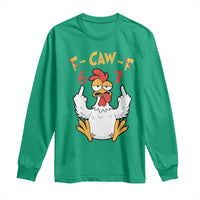 Funny F Caw F 67 Meme Long Sleeve Shirt Cartoon Chicken Six Seven Poultry Humor - Wonder Print Shop