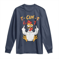 Funny F Caw F 67 Meme Long Sleeve Shirt Cartoon Chicken Six Seven Poultry Humor - Wonder Print Shop