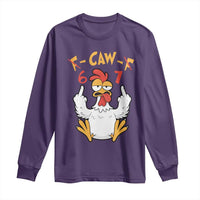 Funny F Caw F 67 Meme Long Sleeve Shirt Cartoon Chicken Six Seven Poultry Humor - Wonder Print Shop