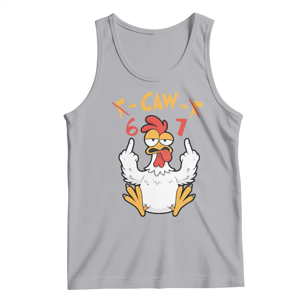 Funny F Caw F 67 Meme Tank Top Cartoon Chicken Six Seven Poultry Humor - Wonder Print Shop