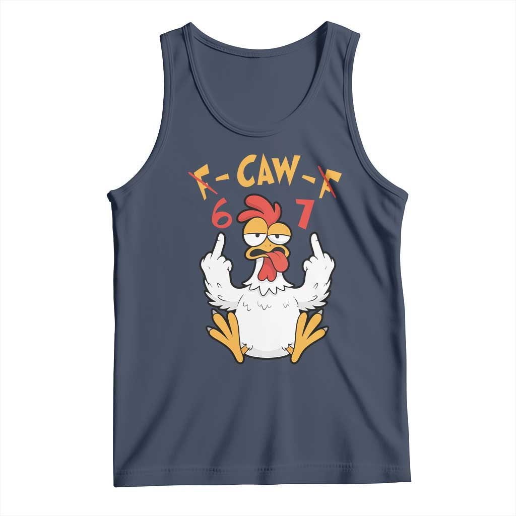Funny F Caw F 67 Meme Tank Top Cartoon Chicken Six Seven Poultry Humor - Wonder Print Shop