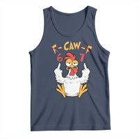 Funny F Caw F 67 Meme Tank Top Cartoon Chicken Six Seven Poultry Humor - Wonder Print Shop